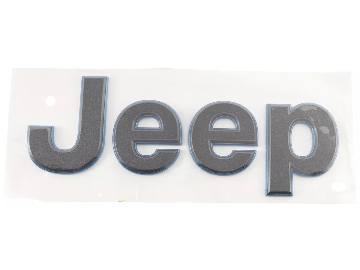 Mopar Jeep Fender Emblem Dark Gray Color With Blue Outline From