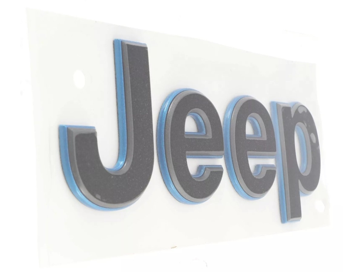 Mopar Jeep Fender Emblem Dark Gray Color With Blue Outline From