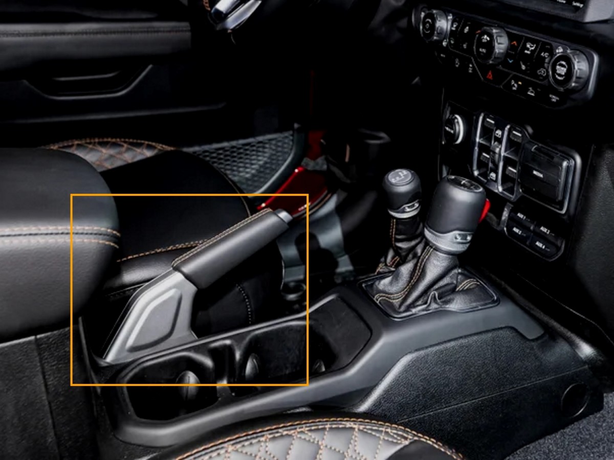 Authentic Mopar Parking Brake Handle Black Leather & Caramel Brown