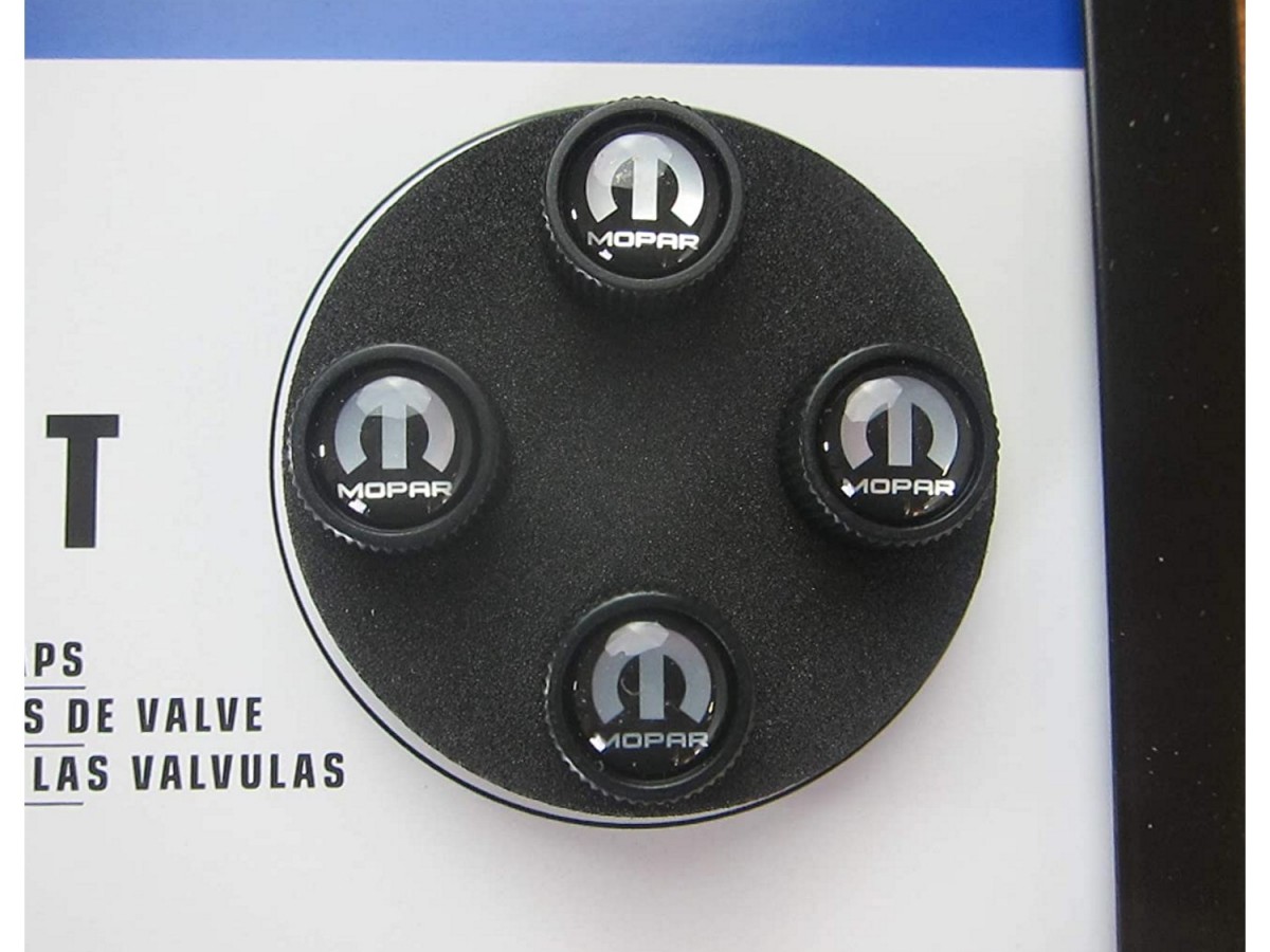 Mopar Gift Set With Black License Plate Frame Wheel Valve Stem 