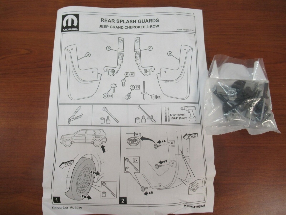 Authentic Mopar Rear Molded Splash Guards With Jeep Logo For Three Row